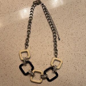 CHARMING CHARLIE necklace - squares w/gem stones on silver chain